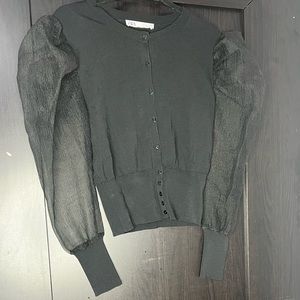 Zara Buttoned Down Cardigan with Mesh Sleeves